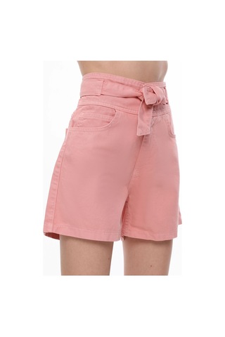 Hgfashion Yüksek Bel Kemerli Demin Şort Pambe Renk Pembe