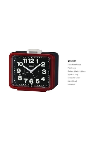 Seiko Qhk062r Sessiz Saniyeli Aydınlatmalı Bell Sesli Alarmlı Masa Saati Çok Renkli