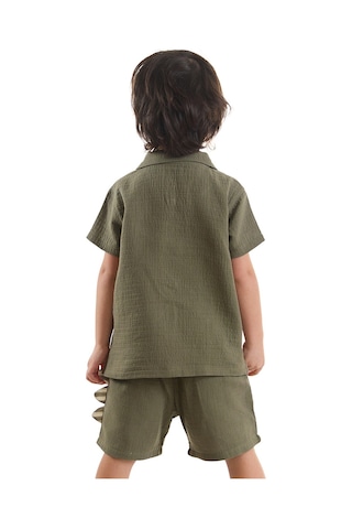 Denokids Dinozor Erkek Bebek Çocuk Müslin Şort Gömlek Takım Çok Renkli