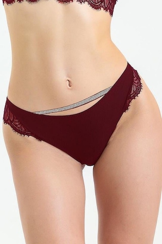 Magic Form 686 Kadın Arkası Dantelli Taşlı Slip Külot-bordo Bordo