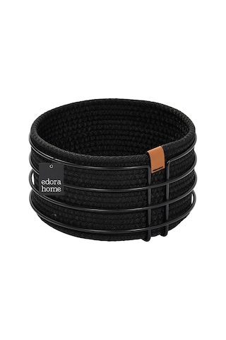 Mat Siyah Yuvarlak Ekmek Sepeti Şık,ekmeklik Siyah Hasır Örmeli Makrome-çok Amaçlı Metal Paslanmaz Siyah