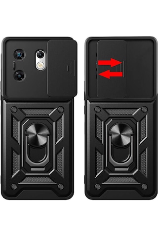 İnfinix Zero 30 4g Kılıf Kamera Koruma Sürgülü Antishock Magnetic Yüzüklü Standlı Kapak