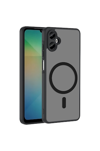 Samsung Galaxy Uyumlu A06 Kılıf M-safe Şarj Özellikli Zore Babet Kapak - Siyah