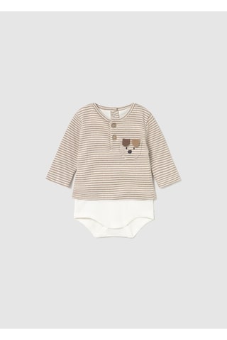 Mayoral Newborn Erkek Bebek Cıtçıtlı Sweatshirt Krem Krem