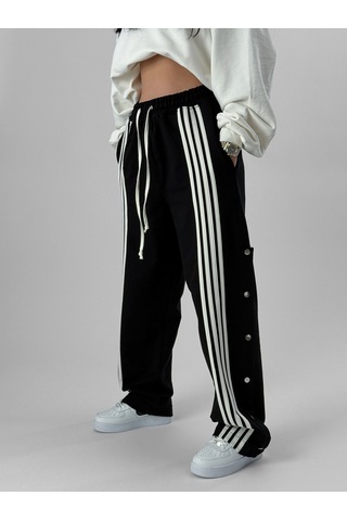 Cocopelli Kadın Şeritli Siyah Baggy Pantolon Coc1078 Siyah
