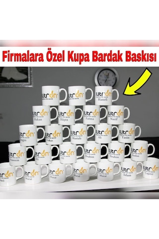 Firmalara Özel Logo Baskılı Kupa Bardak Çift Taraflı Logo İsim
