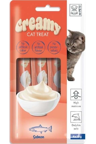 M-Pets Creamy Somon Balıklı Yetişkin Kedi Ödülü 4 x 15 G
