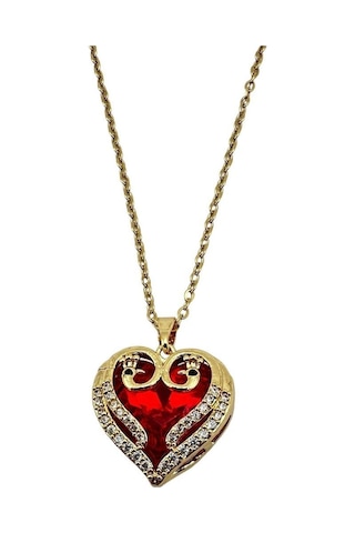Arnes Jewelry Çelik Zirkon Taşlı Kalpli Kolye Ar484nes Gold