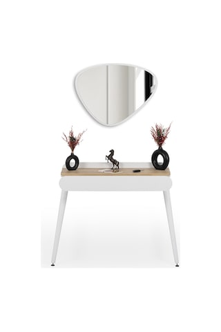 Flora Aisa Meşe 90x32 Cm Dresuar / Aynalı Dresuar / Çekmecelidresuar /antre Dresuar Beyaz - Meşe