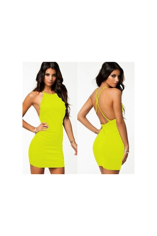 Sırt Dekolteli Mini Elbise - Wugt-865673 Çok Renkli
