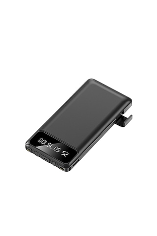 Ktools Boost Trio 10000 Mah Dahili Kablolu Powerbank Siyah Type-c & Lightning Black