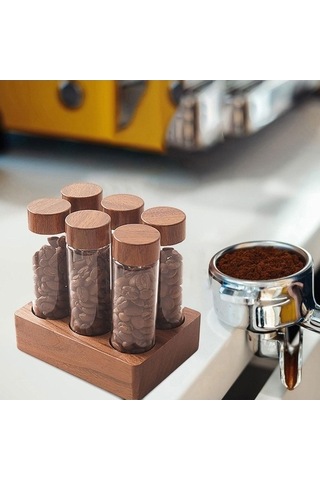 Tongxida Türk Kahve Çekirdeği Depolama Tüpü, Mutfak Dekorasyonu, Ahşap Raf, Ev Dekoru Çok Renkli Çok Renkli