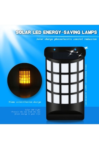 Ebitda Güneş Enerjili Alev Efektli Duvar Lambası - 2000mah Pil, Ip65 Su Geçirmez, Otomatik Aç/kapa