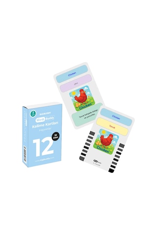 Bigibuddy Wordsbuddy Çocuklar İçin Türkçe İngilizce Sevimli Dostlar Paketi 90 Kart 3'lü Set Cihaz Hariç