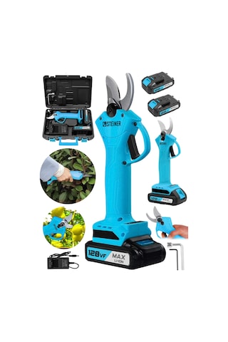 Steiner 128 Vf 10 Ah Çift Akülü Bağ Makası Dal Budama Makası Mavi