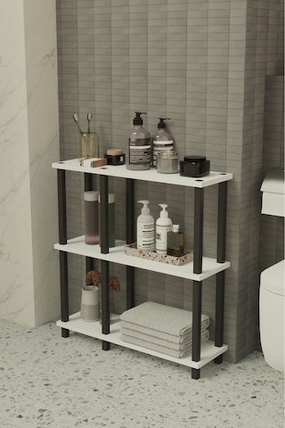 Terada 3 Katlı Banyo Düzenleyici Çok Raflı Banyo Organizeri Çok Amaçlı Banyo Düzenleyici - Beyaz Beyaz