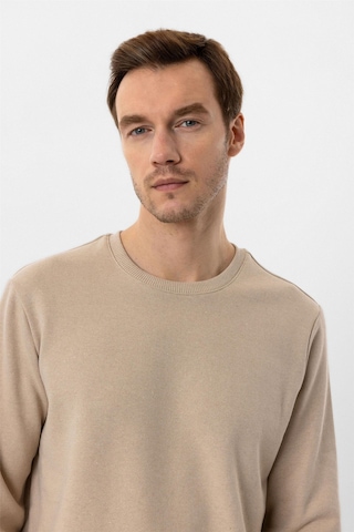 Süvari Oversize Kalıp O Yaka 3 İplik Yumuşak Dokulu Sweat Bej