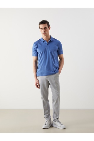 Lcwaıkıkı Classic İndigo Polo Yaka Kısa Kollu Merserize Görünümlü Erkek Tişört