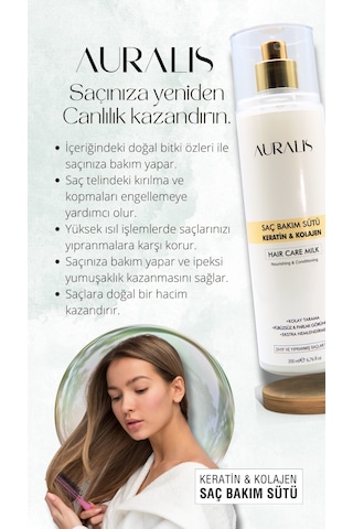 Auralis Keratin Ve Kolajen İçeren Besleyici Onarıcı Saç Bakım Sütü 200 Ml