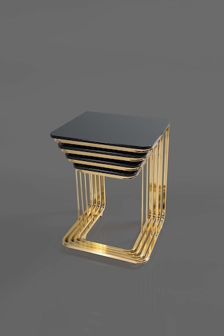 Tekerlekli Veys Sehpa Gold 4 Lü Zigon Sehpa - Orta Sehpa - Yan Se (550697034)