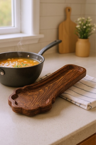 Snippy Toldy - Tezgah Üstü Ahşap Kirli Kaşık Altlığı Kirli Kaşıklık Kepçe Altlığı Ahşap