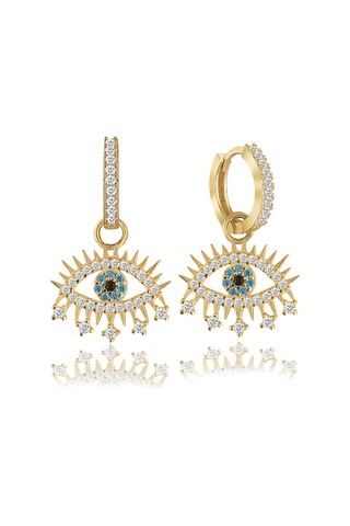 Göz Gümüş Küpe Sallantılı Gold Orta