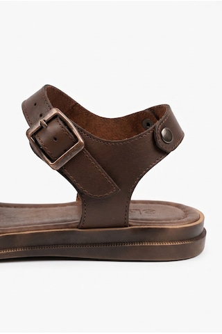 Giamgia Store Giamgia Kahverengi Kadın Düz Taban Bilekten Ayarlamalı Klasik Sandalet-2410
