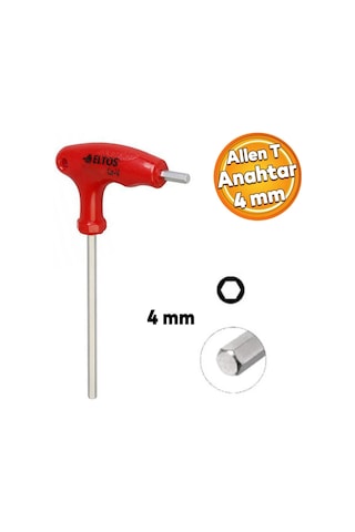 Eltos Allen Alyan 2 Uçlu T Tipi Anahtar Altıgen Köşeli Somun Vida Sıkma Sökme 4 Mm Eta04