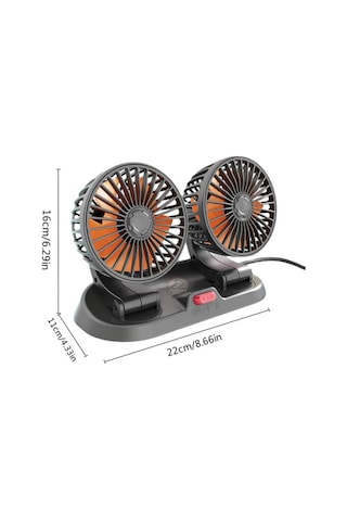 Araç İçi Vantilatör 360 Dönebilen Torpido Üstü Çift Başlıklı Vantilatör 12v Uyumlu Çakmaklık Girişli Soğutucu Fan