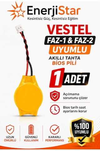 Vestel Etkileşimli Faz-1 Faz-2 Akıllı Tahta Cr2032 Kablolu Soketli Bios Pili