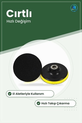 Cırtlı Disk Zımpara Ucu Taban Pedi Pratik Takıp Çıkarma El Aletle