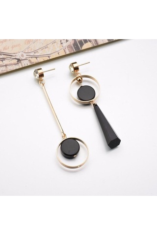 Altın Moda Geometrik Uzun Asimetri Küpe Taklidi Daire Kulak Damızlık Yeni Akrilik Büyük Küpe Çok Renkli