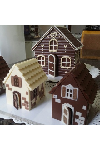 "2 Parçalı 3d Festival Gingerbread Ev Silikon Bakeware Tatil Çikolatası Ve Kurabiye Dekorasyonu İçin Set" Çok Renkli