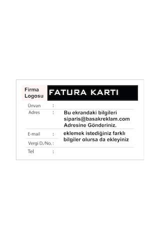 Fatura Kartı Pvc Plastik Kart Tek Taraflı Baskı 10 Adet
