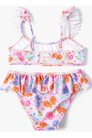 Koton Kelebekli Bikini Seti 2 Parça Fırfırlı Çapraz Askılı Pembe 4skg00007mm Pembe