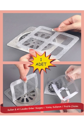 1 Adet, Kullanat 9x9cm Banyo Duş Gider Süzgeci, Saç Toplayıcı, Tüy Toplayıcı, Gider Kapağı