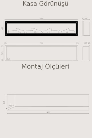Magel 200 Elektrikli Şömine - Isıtıcısız, Metal Çerçeveli, Tek Re