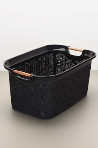 Woow Çamaşır Sepeti - Çamaşır Sepeti - Plastik Sepet 30 Lt - Siyah Siyah