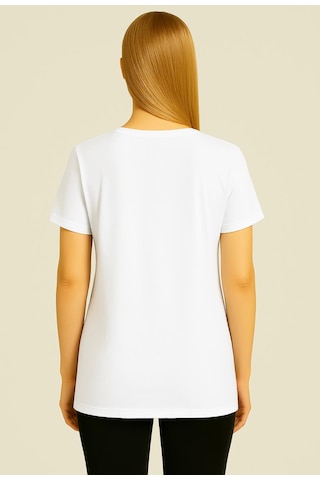 Axxel Kadın Beyaz Kısa Kollu Oversize T-shirt-d804-k Beyaz