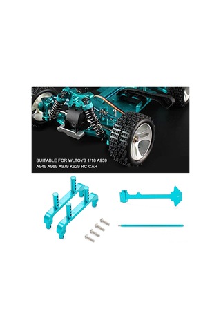 Youmex Wltoys 1/18 A959 A949 A969 A979 K929 İçin Alüminyum Araç Kasa Direği + Orta Vites Mil + İkinci Kat Tahta Yükseltme Seti Mavi