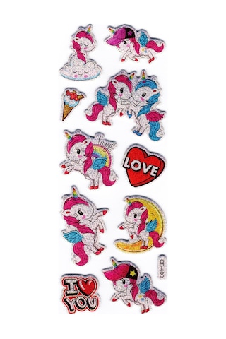 Sticker Kabartmalı Stiker Defter, Planlayıcı Etiket Unicorn Dondurma Cb400 16x7 Cm