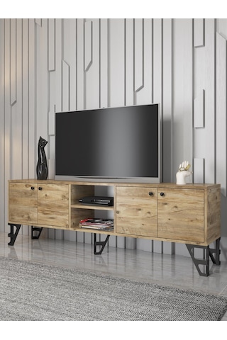 Wood'n Love Sofia 180 Cm Metal Ayaklı Tv Ünitesi - Atlantik Çam / Siyah