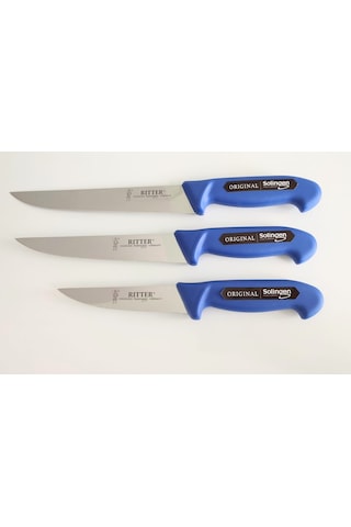 Solingen Kasap Bıçağı 3 Adet 21cm+18cm+13cm Sarı