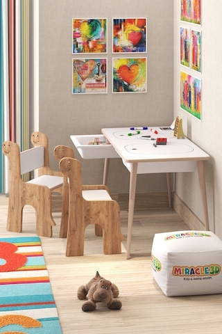 Miracle 3d Çocuk Oyun - Etkinlik Çalışma Masası Aktivite Masası Beyaz