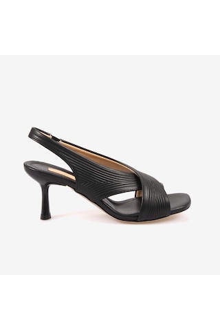 Hawen Angels Kadın Kösele Taban Bantlı 7,5cm Kısa Topuklu Sandalet 6895-04-v1 siyah