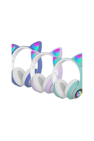 Monyee Kedi Kulaklıklı Led Işıklı Bluetooth 5.0 Kulaklık, Gürültü Engelleme Mikrofonlu, Ses Kontrol Ve Çağrı Yönetimi, Oyun Ve Günlük Kullanım İçin