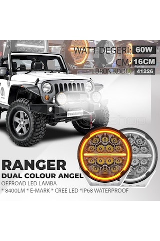 Ranger 6.5'' Angellı 60w 14 Led Turuncu Beyaz Drl Mercek Far