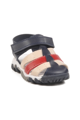 Lacivert Kırmızı Cırtlı Hafif Unisex Bebek Sandalet 173101 B Lacivert-bej-kırmızı