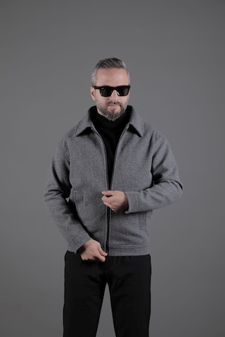 Ohepmoda Düz Erkek Kaşe Ceket Mont Koyu Gri
