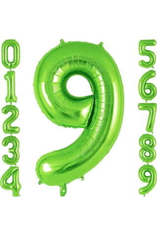 9 Rakam Açık Yeşil Folyo Balon 32-34" Inc 82 Cm